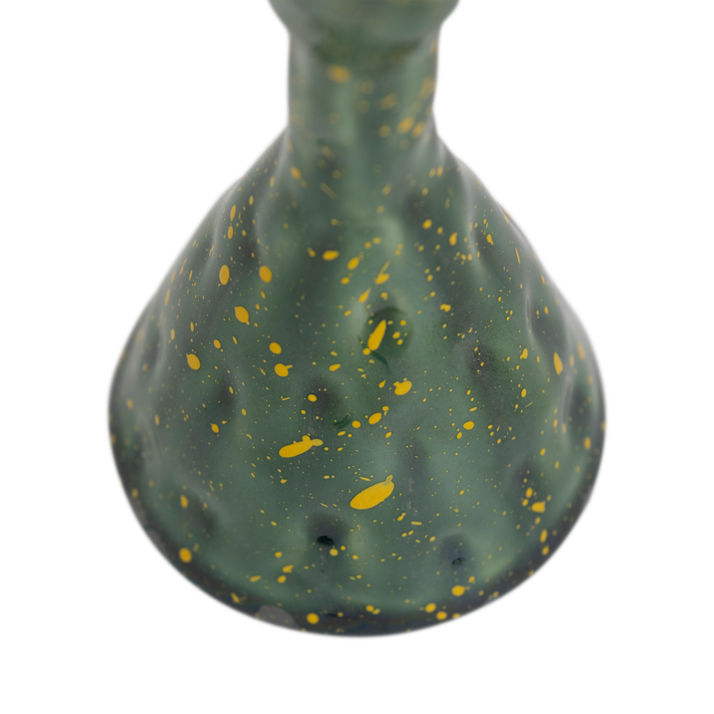 Detail of the textured forest green reactive glaze on the Oto candlestick