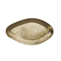 oval antique brass aluminium tray hand hammered with textured finish

