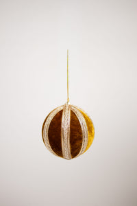 Palazzo brown and gold velvet Christmas bauble by Olsson & Jensen, 10 cm