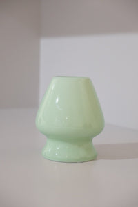 glossy pastel green ceramic chasen stand for bamboo matcha whisk
