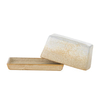 paula butter box nature stoneware with lid and base separated
