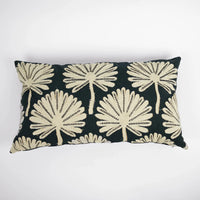 Phoenix black cotton cushion with cream palm pattern by Olsson & Jensen