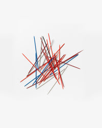 Colourful wooden pick up sticks on white background