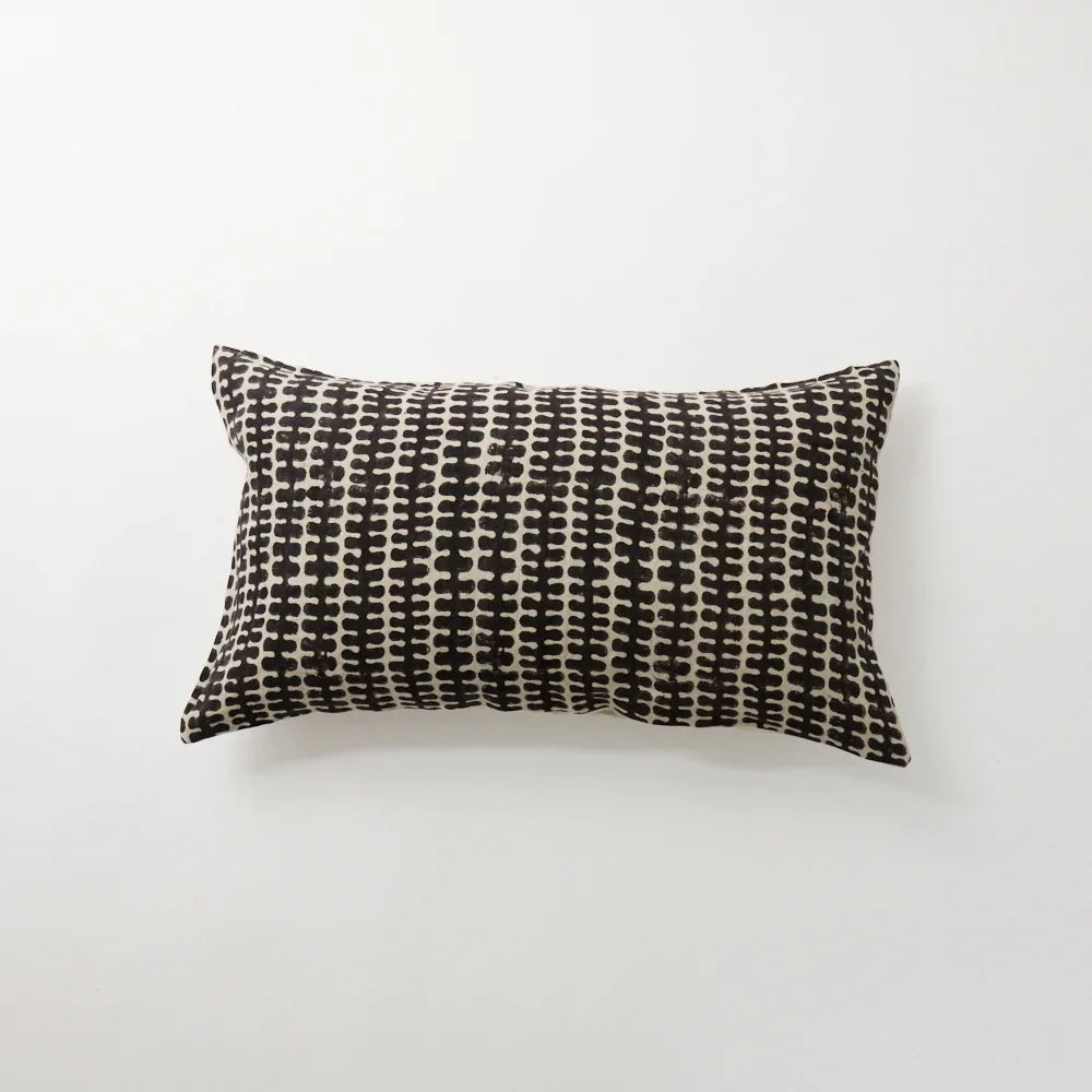 Plus black and white woven linen cushion 40x70 cm by Olsson & Jensen