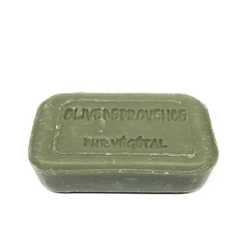 Artisan handmade olive soap enriched with olive oil with 'Olive de Provence' branding on a white background