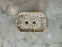 Rectangular handmade soap dish with speckled glaze and drainage holes by Lee Simmonds