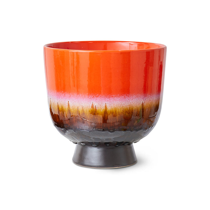 colourful ceramic plant pot with gloss glaze and textured base