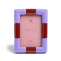 Rift Rectangle Lilac frame with glossy lilac segments and rust-red blocks by &Klevering.