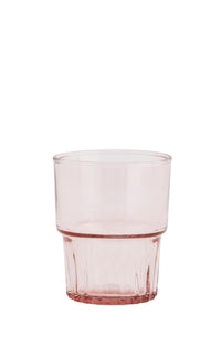 rose pink drinking glass with fluted lower half
