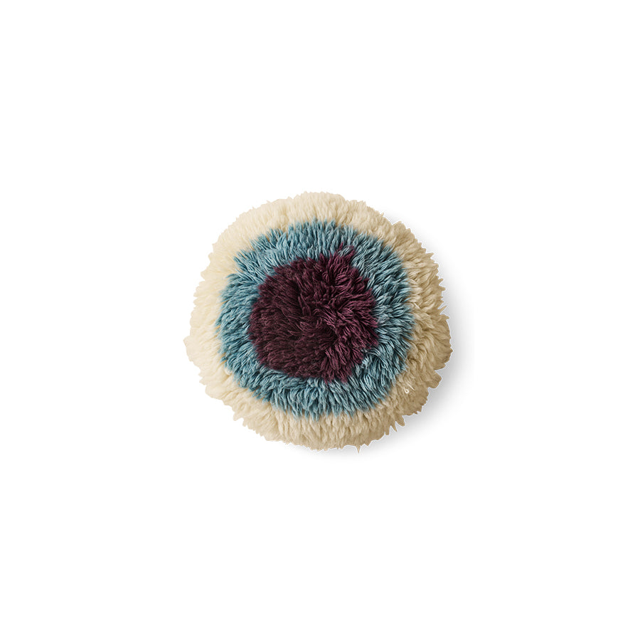 round fluffy HKLIVING cushion styled in a modern interior for a playful cosy finishing touch
