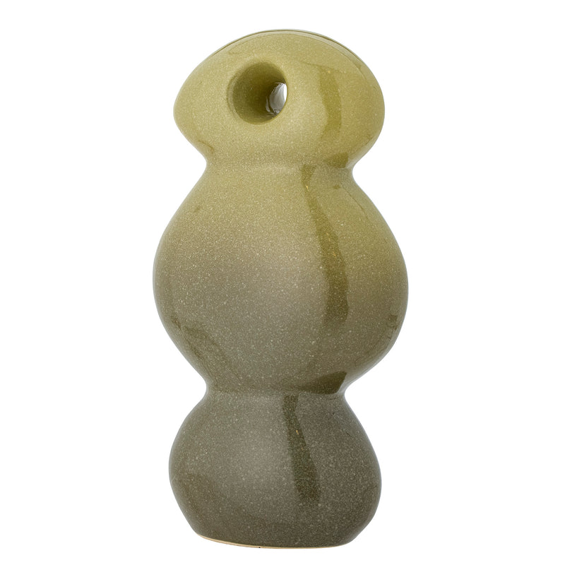 Modern sculptural stoneware piece in soft green tones