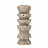 Natural stone candle holder with curved stacked form