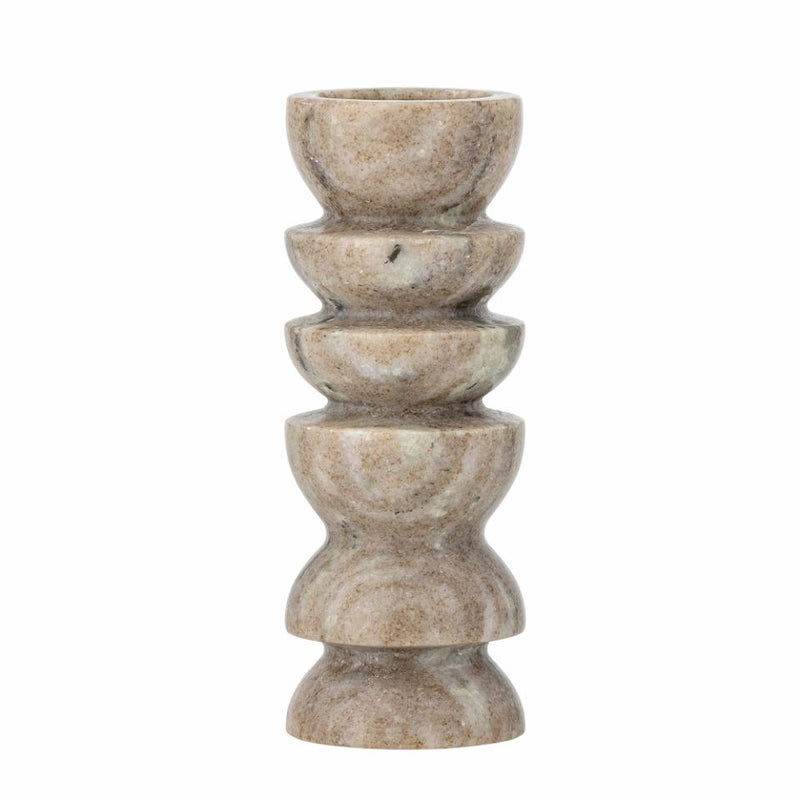 Natural stone candle holder with curved stacked form
