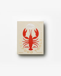 Beige Seafood Tools box with red lobster illustration by Printworks