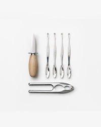 Seafood tools set with oyster knife, cracker, and utensils