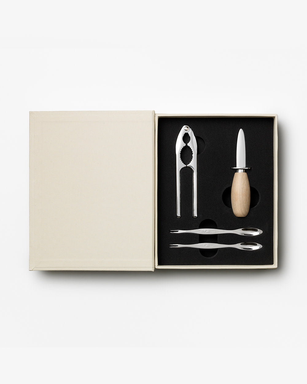 Seafood Tools set in beige book-style box