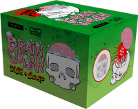 Seletti x Propaganda Brain Wash soap dish gift box in green with skull graphic
