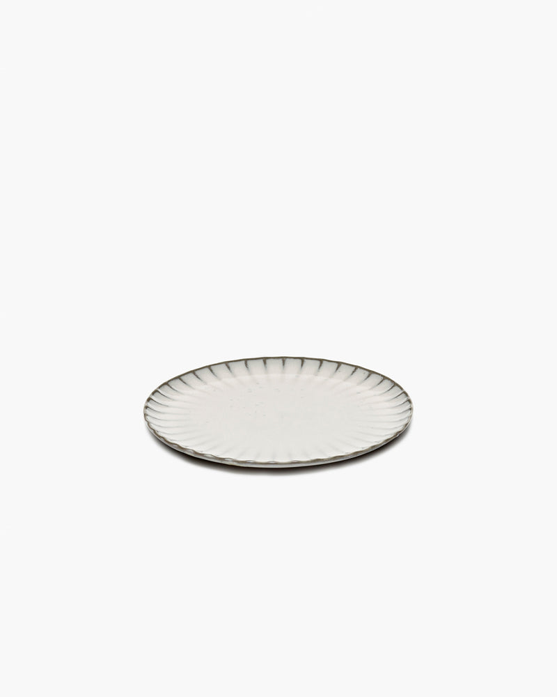 Inku 21cm white breakfast plate by Sergio Herman for Serax on a white background