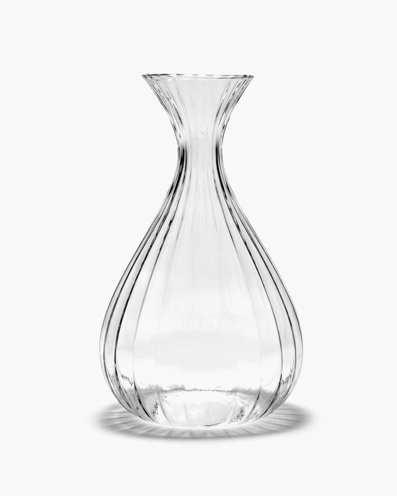 Large Inku ribbed glass carafe by Sergio Herman for Serax, 180cl, on a white background