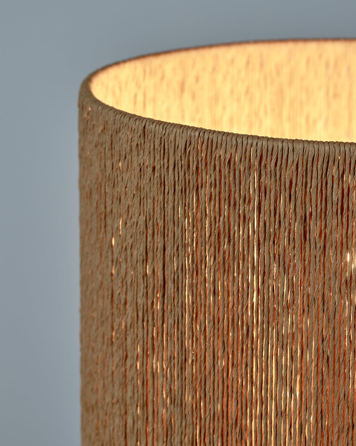 Detail of the brown shade on the Oya table lamp by Serax, lit from inside