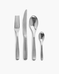 Passe-partout cutlery by Vincent Van Duysen for Serax: knife, fork, spoon and teaspoon in stainless steel