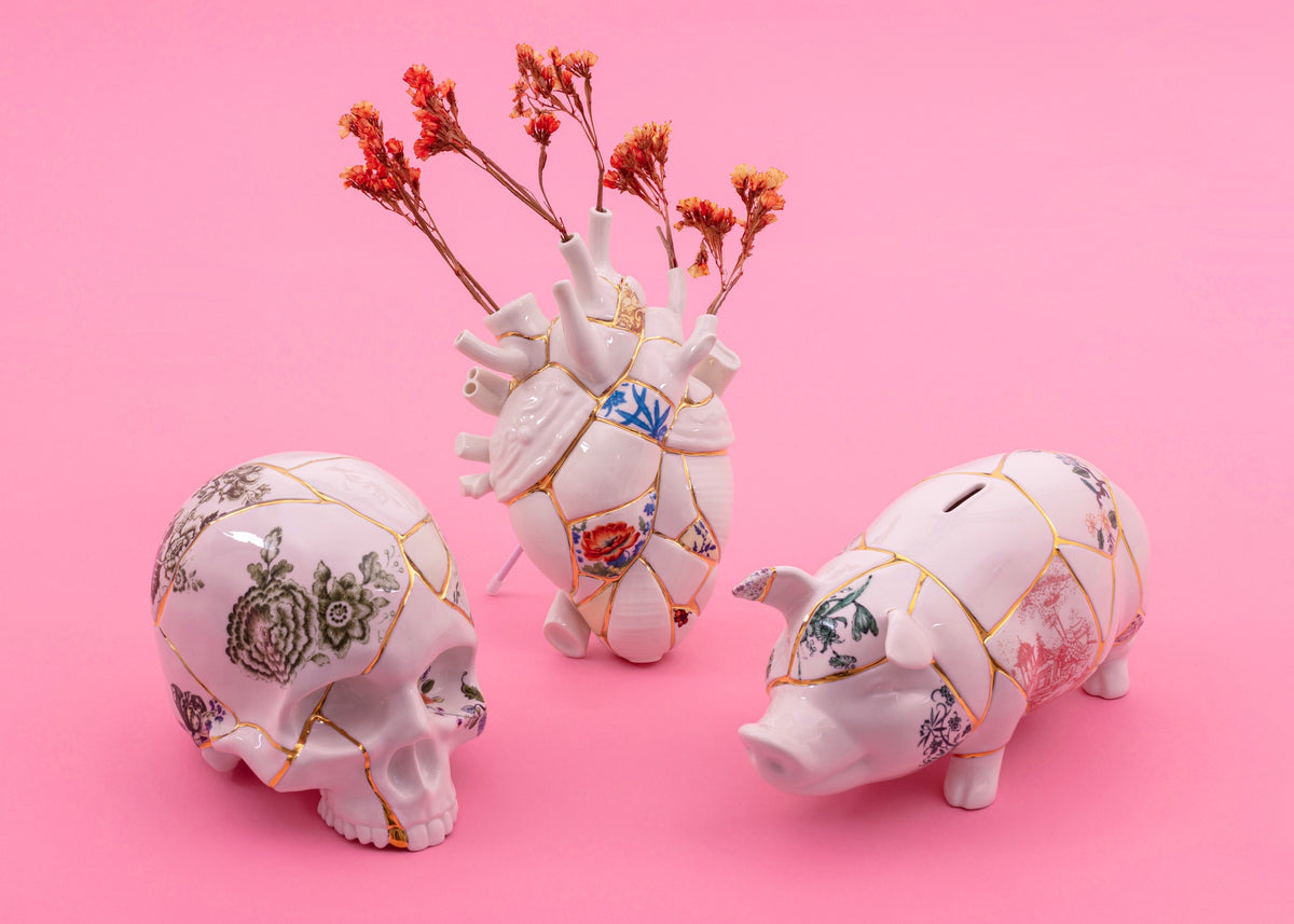 Seletti Kintsugi Piggy Bank by Marcantonio - Golden Cracks of Luck