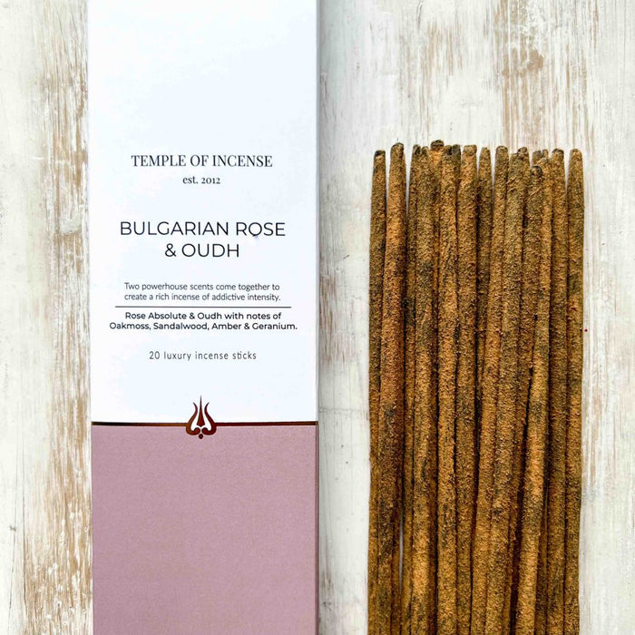 Bulgarian Rose & Oudh Incense Sticks, 10 sticks by Temple of Incense