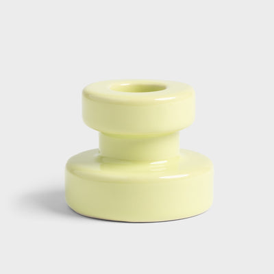 Small stoneware candle holder in pale light green by &Klevering