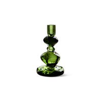 Medium emerald glass candle holder by Nienke Sikkema for HKLIVING on white background