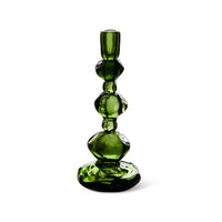 Large emerald glass candle holder by Nienke Sikkema for HKLIVING on white background