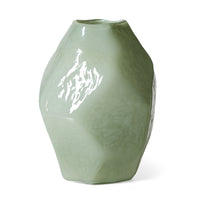 Nienke Sikkema for HKLIVING gemstone vase in frosted sage green jade glass on white background