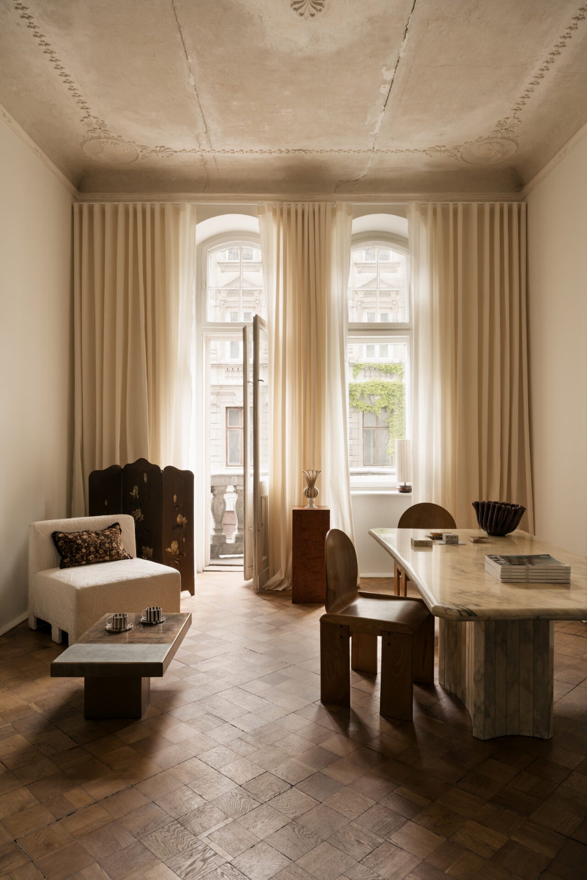 Stria vase by Olsson & Jensen in a living and dining room