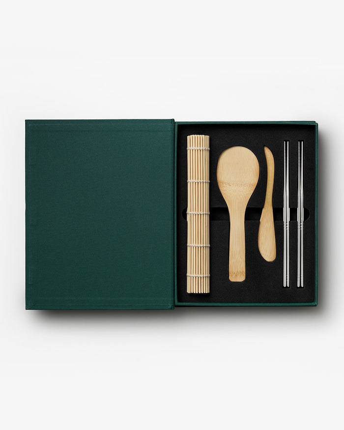 Sushi Tools Kit in green book-style box