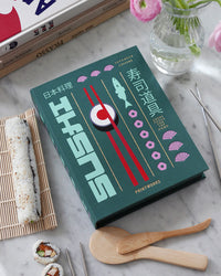 Sushi Tools box styled with sushi roll and bamboo mat