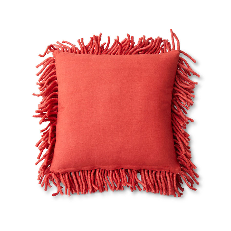 Rugged Red Woolen Square Cushion, 50x50cm, Cherry Red, by hkliving