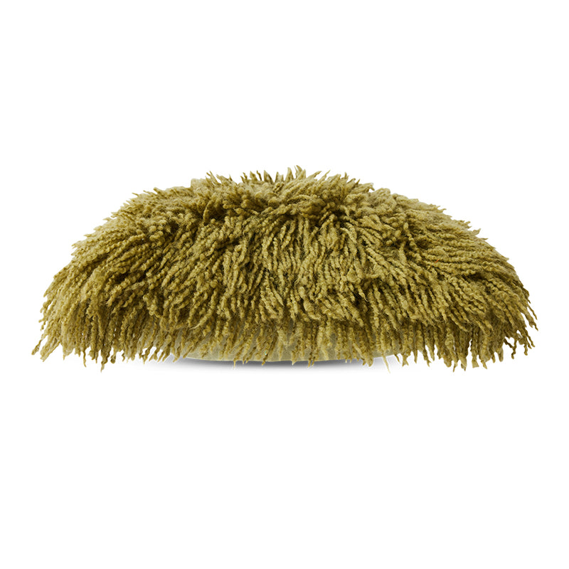 Fluffy Woolen Square Cushion Olive Green 50 x 50cm by hkliving