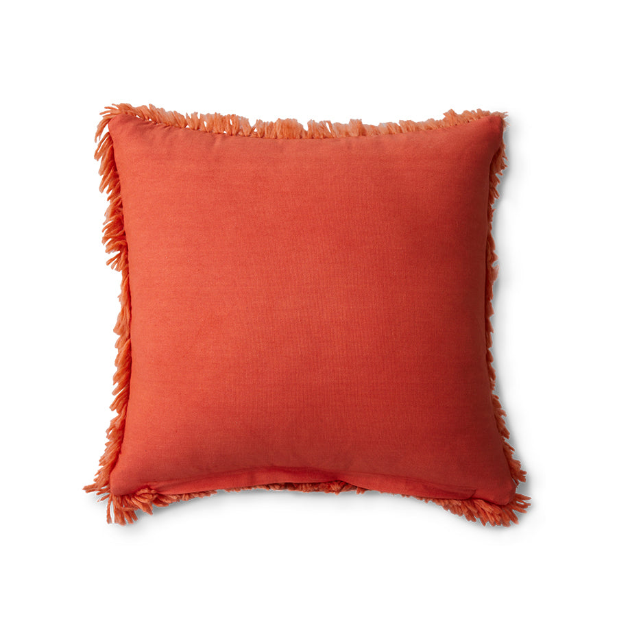 Fluffy Woolen Square Cushion Sienna Orange Red 50 x 50cm by hkliving