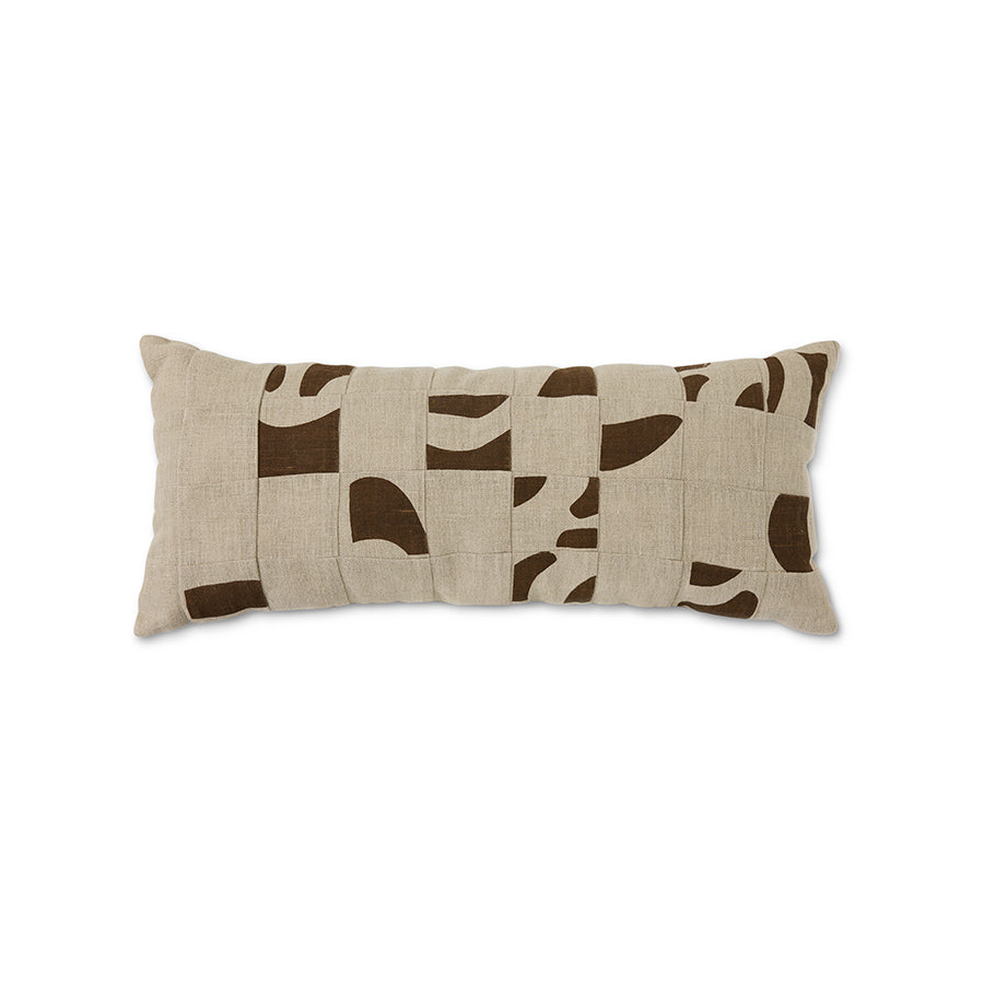 hkliving Natural Patched Cushion – 70x30cm Linen