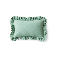 HKLIVING mint felt cushion with ruffled edge on white background, front view