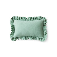 HKLIVING mint felt cushion with ruffled edge on white background, front view