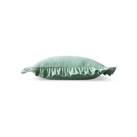Side view of HKLIVING mint felt cushion showing ruffled edge profile