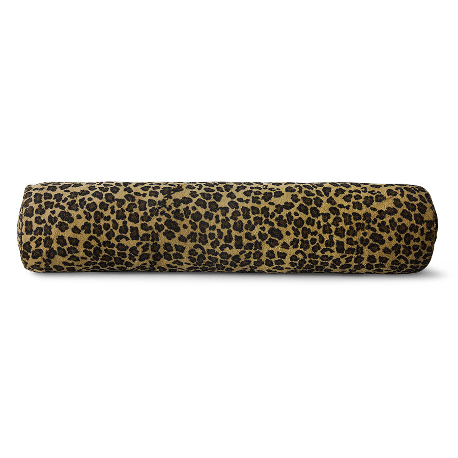 HKLIVING extra large leopard print bolster cushion on white background