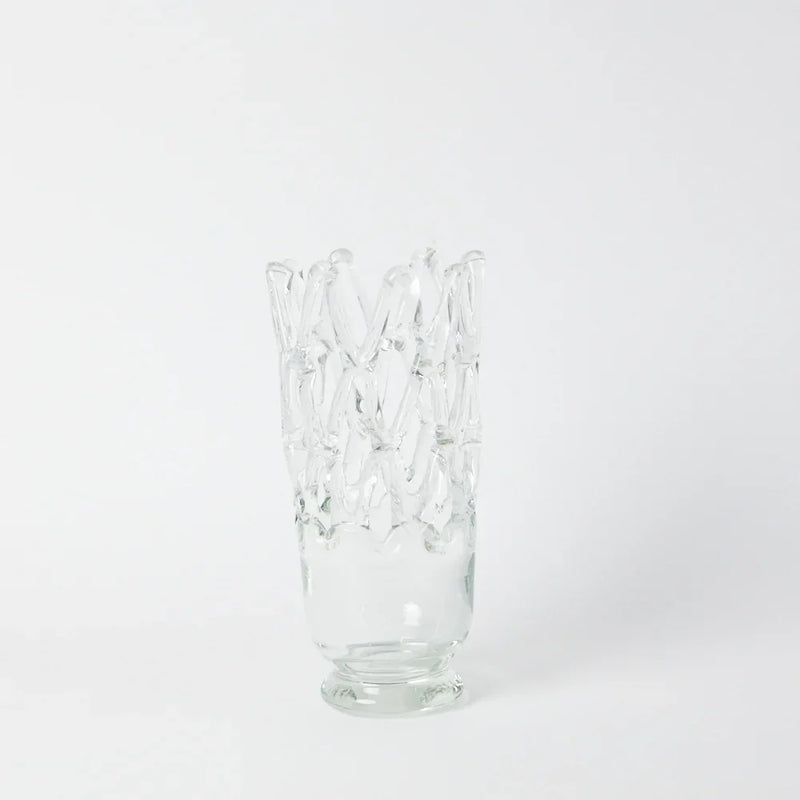 Timantti clear glass vase with stem holes, 33 cm, by Olsson & Jensen