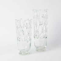 Timantti clear glass vases by Olsson & Jensen shown in two sizes