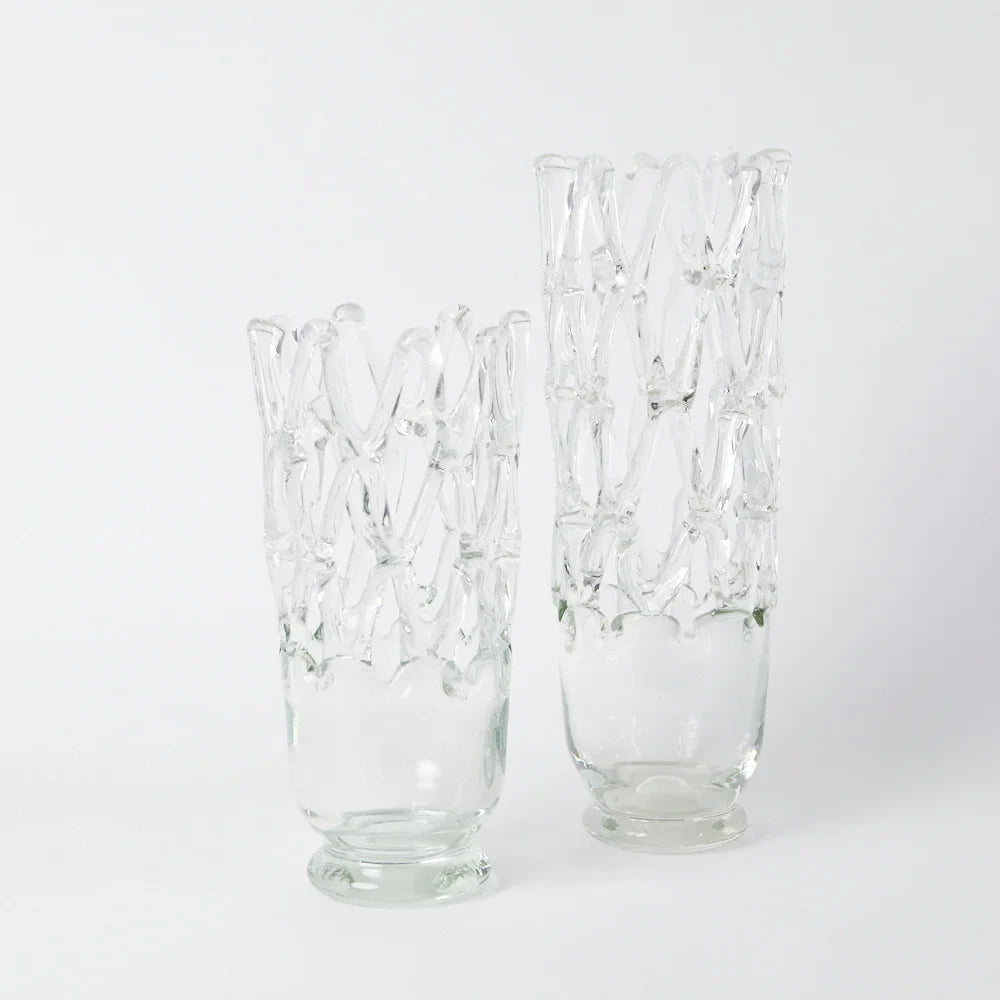 Timantti clear glass vases by Olsson & Jensen shown in two sizes