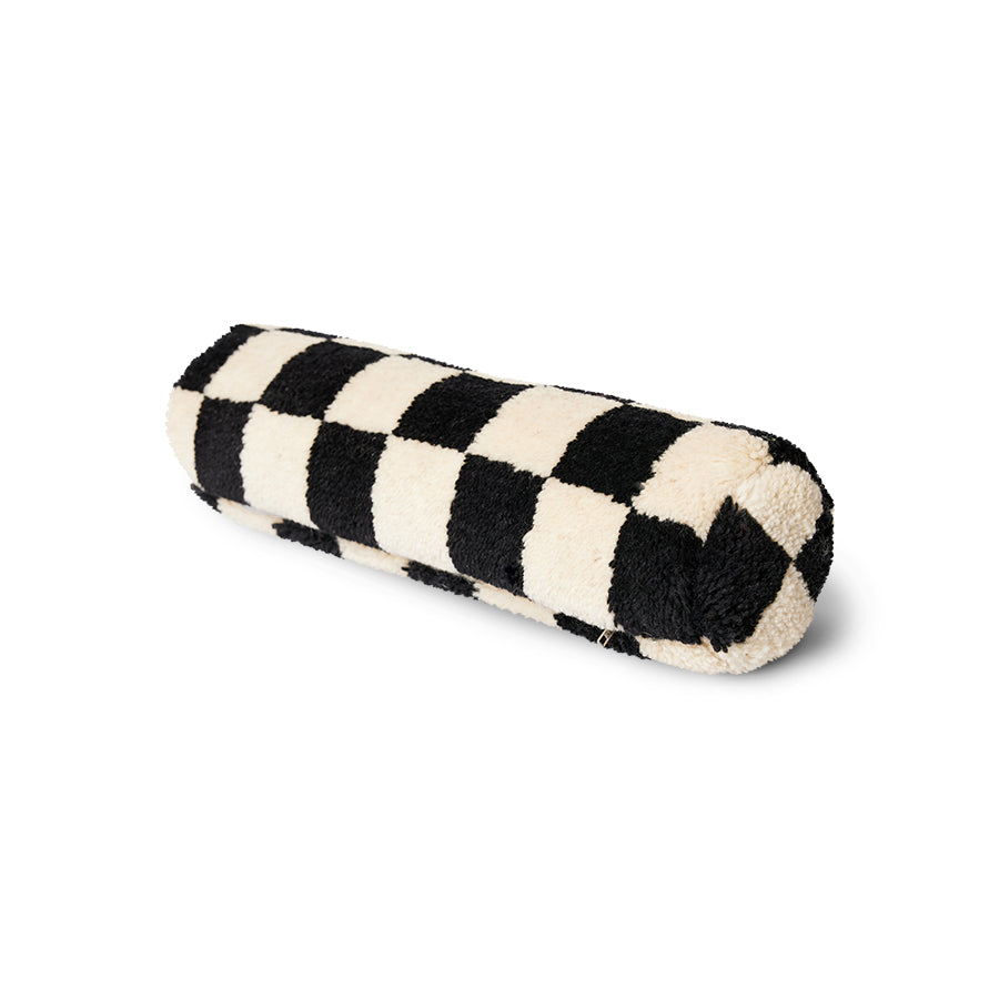 Woollen Bolster Cushion Black & White