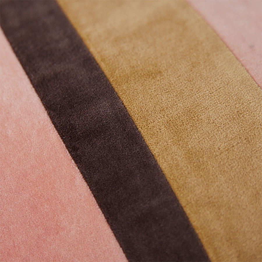 Striped Velvet Cushion, Sunkissed, 50x30cm, hkliving, Pink Brown Beige