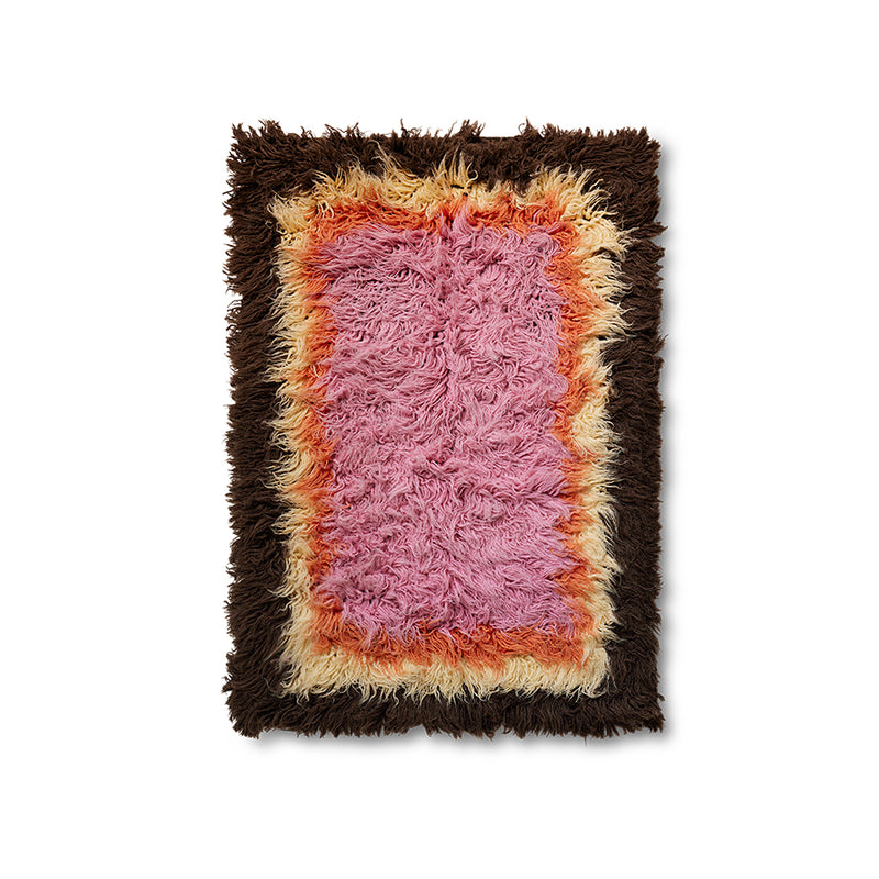 Fluffy Rug, Downtown by hkliving, 120x180cm Rectangular Rug, Pink Brown Yellow Orange