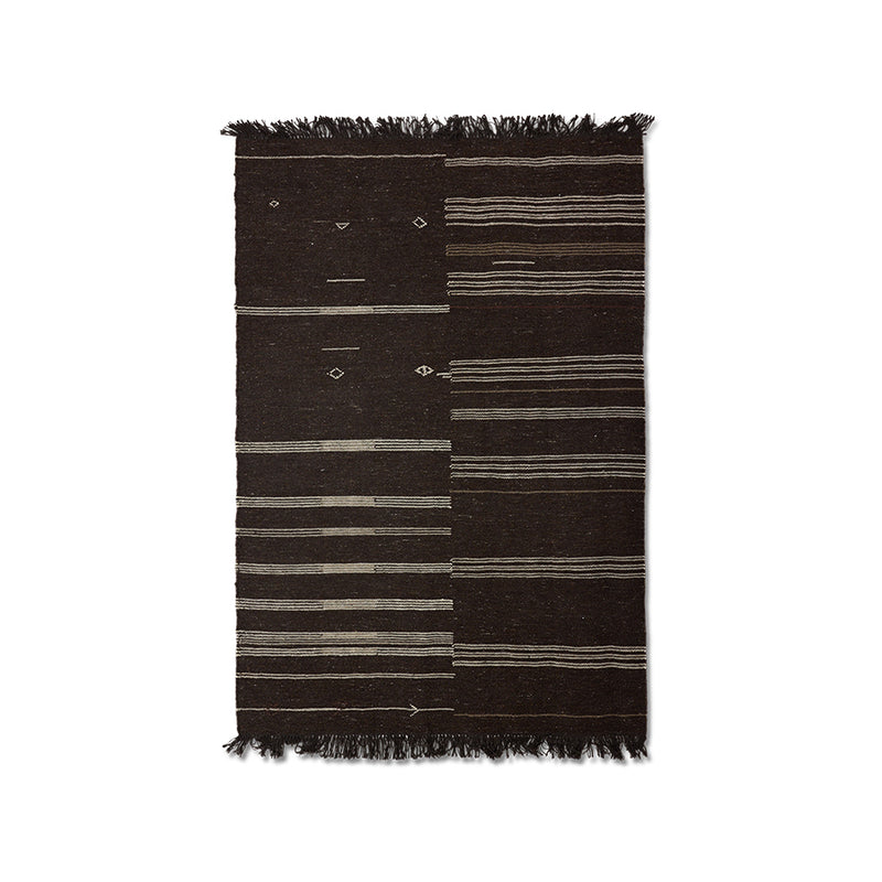 Striped Woolen Kelim Rug – Brown 150x240cm by hkliving