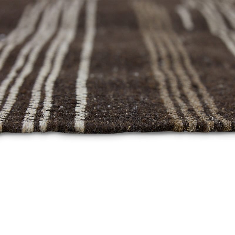 Striped Woolen Kelim Rug – Brown 150x240cm by hkliving